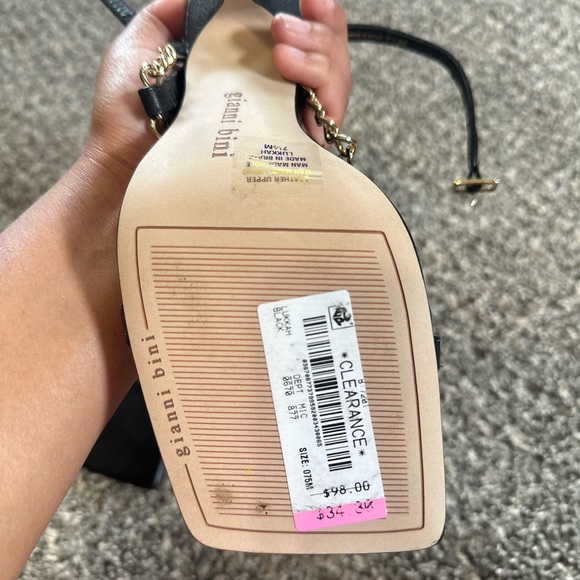 Gianni Bini Lukkah Chain Square Stiletto Heeled Sandal Black - Picture 2 of 4